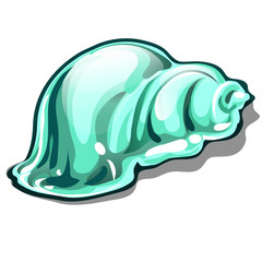 Sea shell turquoise color isolated on white background. Vector cartoon close-up illustration.