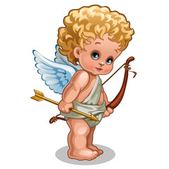 A little baby angel of love isolated on white background. Vector cartoon close-up illustration.