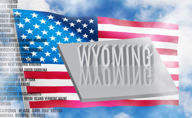 Wyoming inscription on American flag background