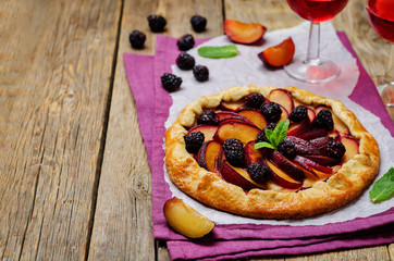Plum blackberry galette