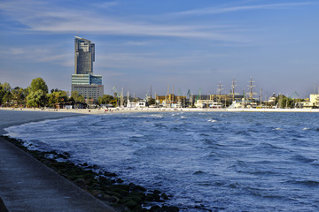GDYNIA, POLAND: SEPTEMBER 29, 2017 - View of central city-port of Gdynia on  September 29...
