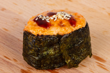 Gunkan sushi with eel