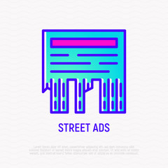 Street ads thin line icon. Modern vector illustration.