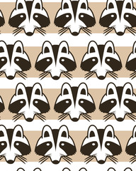 Seamless background with raccoon muzzles