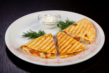 Tasty chicken quesadilla