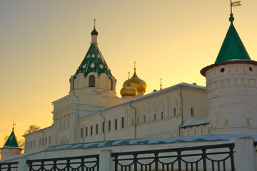 Ipatievsky Monastery in winter at sunset.Kostroma, Russia.