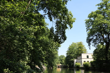 Canal cruise on the river Weiße Elster in Leipzig, Germany