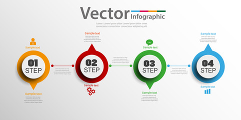 Four steps abstract infographics number options template. Can  be used for   workflow layout, diagram, business step options, banner, web design. Vector Eps 10