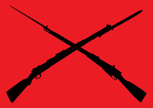 Soviet and German rifles on the red background design to the June 22, the start of Nazi German  invasion to the Soviet Union