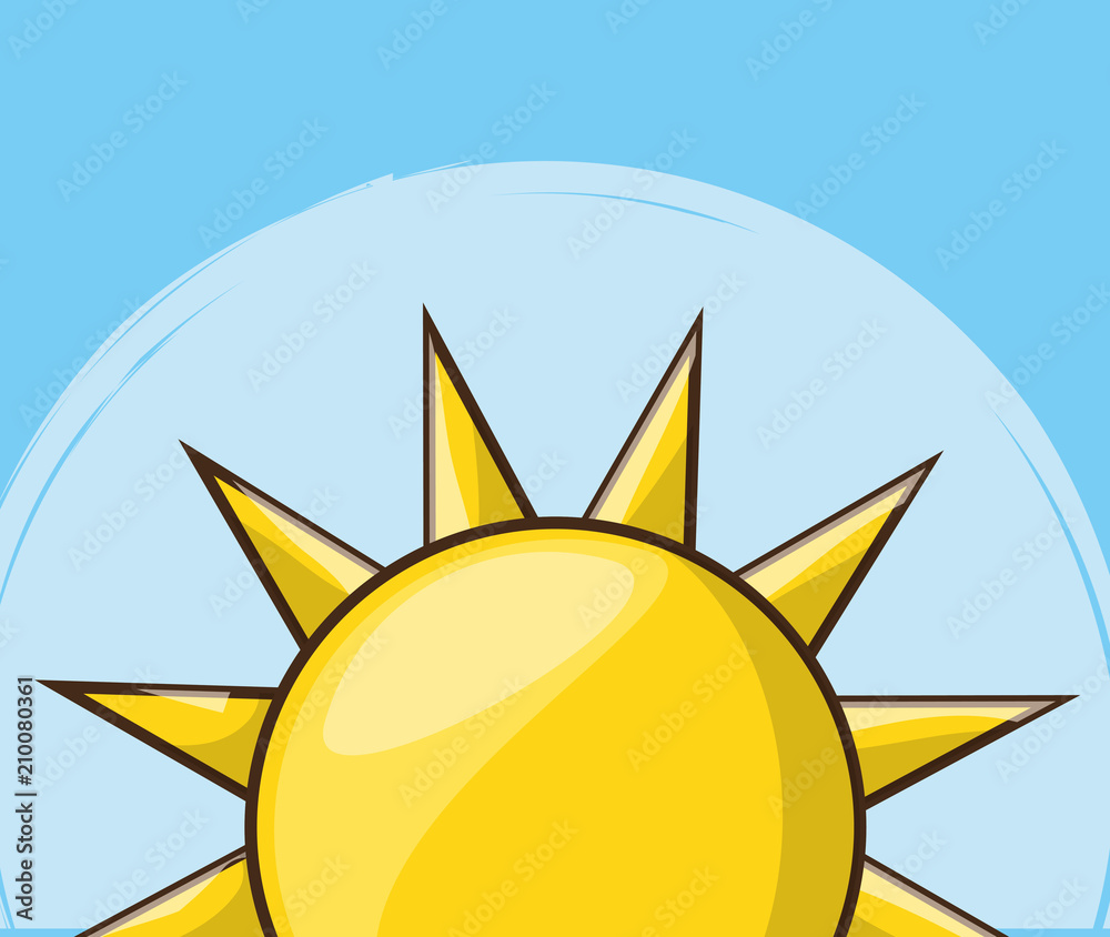 Wall mural sun over blue background, colorful design. vector illustration