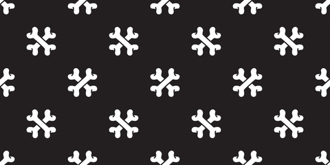 Fototapeta na wymiar bone seamless pattern cross bone vector dog pirate halloween isolated background repeat wallpaper black