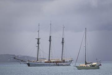 Fototapeta na wymiar Two Sailboats in Saint Lucia