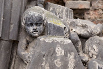 The Tombstone on the old Prague Cemetery Olsany, Czech Republic