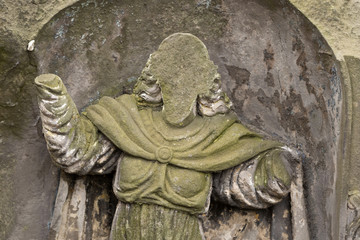 Obraz premium The Tombstone on the old Prague Cemetery Olsany, Czech Republic