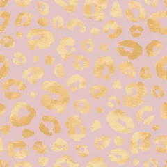 Wallpaper murals Glamour style Leopard skin gold luxury pink seamless pattern