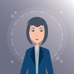 Cartoon businesswoman standing over gray background, colorful design. vector illustration