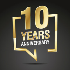 10 Years Anniversary gold white black logo icon