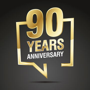 90 Years Anniversary gold white black logo icon