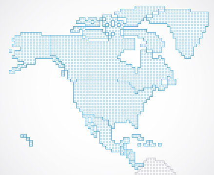 North America continent with state borders