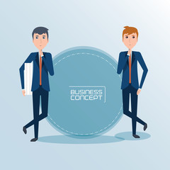 businessmen standing over gray background, colorful design. vector illustration