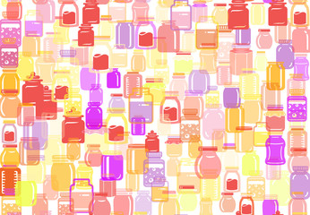 Seamless pattern of jar glass for jam or honey. Background in flat style.