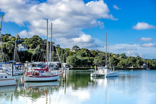 yachts in a harbour, sea port town, pier with lots of sail ships