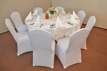 A table prepared for dinner