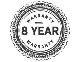 8 years warranty icon stamp
