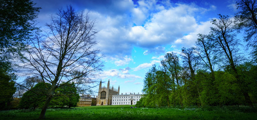 Fototapeta na wymiar Clare & King's College with beautiful and dramatic sky in Cambridge, UK
