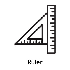 Ruler icon vector sign and symbol isolated on white background, Ruler logo concept