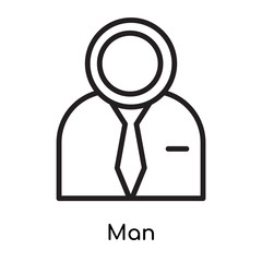Man icon vector sign and symbol isolated on white background, Man logo concept