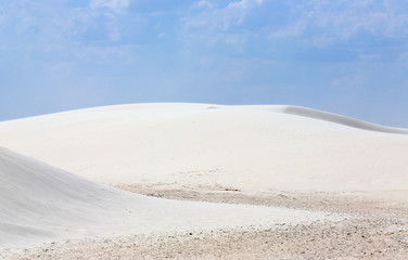 White sand dunes with wind formed ripples