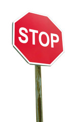 Stop sign on white background