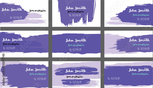 Purple Blue Paint Shop Business Cards Template Vector Artistic