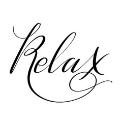 Relax word. Hand drawn creative calligraphy and brush pen lettering, design for holiday greeting cards and invitations.