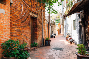 Fototapeta na wymiar Jiuqu Lane historic old street in Lukang, Taiwan