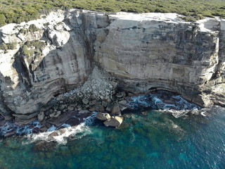 Drone shot of cliff coast line
