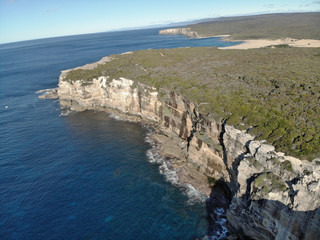 Drone shot of cliff coast line