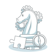 Chess piece with jigsaw and timer vector illustration graphic design