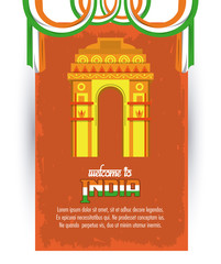 Welcome to india delhi city card vector illustration graphic design