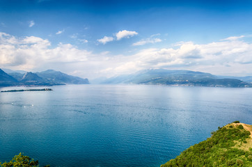 Fototapeta na wymiar Aerial view from the Manerba Rock on Lake Garda, Italy