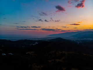 Beautiful landscape in the sunset time cuptured by drone