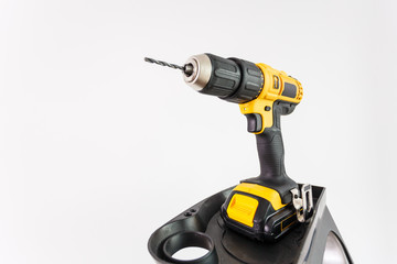 Work tool drill on clear background.