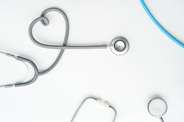 close up of stethoscope isolated on white background