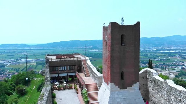 Flight over the real Romeo and Juliet's castles. The story was born in a small town called Montecchio, where the two fighting families had castles facing each other.