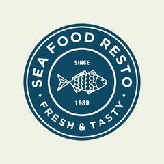 Seafood fish for restaurant line logo design. Vector icon illustration modern simple line logo
