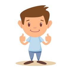 Little boy giving you thumbs up. Stock vector illustration for poster, greeting card, website, ad, business presentation, advertisement design.