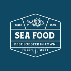 Seafood fish for restaurant line logo design. Vector icon illustration modern simple line logo
