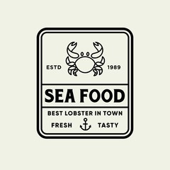 Seafood crab for restaurant line logo design. Vector icon illustration modern simple line logo
