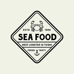 Seafood crab for restaurant line logo design. Vector icon illustration modern simple line logo
